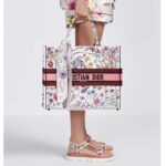 Dior Women CD Large Book Tote White Multicolor Florilegio Embroidery - Image 14