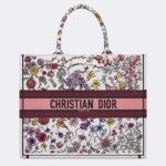 Dior Women CD Large Book Tote White Multicolor Florilegio Embroidery