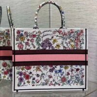 Dior Women CD Large Book Tote White Multicolor Florilegio Embroidery (8)