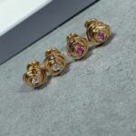 Dior Women CD Large Rose Dior Couture Earrings Pink Gold Diamonds 0.14 ct - immagine 2