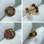 Dior Women CD Large Rose Dior Couture Earrings Pink Gold Diamonds 0.14 ct - immagine 6