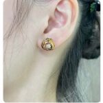 Dior Women CD Large Rose Dior Couture Earrings Pink Gold Diamonds 0.14 ct - immagine 8