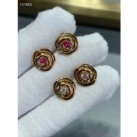 Dior Women CD Large Rose Dior Couture Earrings Pink Gold Diamonds 0.14 ct (5)