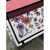 Dior Women CD Medium Book Tote White Multicolor Florilegio Embroidery (6)