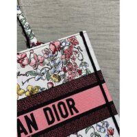 Dior Women CD Medium Book Tote White Multicolor Florilegio Embroidery (6)