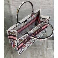 Dior Women CD Medium Book Tote White Multicolor Florilegio Embroidery (6)