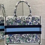 Dior Women CD Medium Book Tote White Multicolor Flowers Constellation Embroidery - Image 3