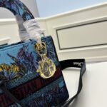 Dior Women CD Medium Lady D-Lite Bag Celestial Blue Multicolor Toile De Jouy Voyage Embroidery - Image 9