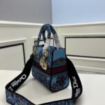 Dior Women CD Medium Lady D-Lite Bag Celestial Blue Multicolor Toile De Jouy Voyage Embroidery - Image 5