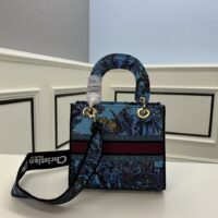 Dior Women CD Medium Lady D-Lite Bag Celestial Blue Multicolor Toile De Jouy Voyage Embroidery (1)