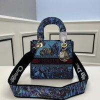 Dior Women CD Medium Lady D-Lite Bag Celestial Blue Multicolor Toile De Jouy Voyage Embroidery (1)
