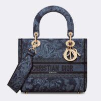 Dior Women CD Medium Lady D-Lite Bag Denim Blue Toile De Jouy Embroidery (1)