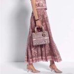 Dior Women CD Medium Lady D-Lite Bag Gray Pink Toile De Jouy Reverse Embroidery - Image 11