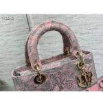 Dior Women CD Medium Lady D-Lite Bag Gray Pink Toile De Jouy Reverse Embroidery - Image 7