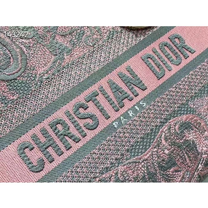 Dior Women CD Medium Lady D-Lite Bag Gray Pink Toile De Jouy Reverse Embroidery (2)
