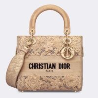 Dior Women CD Medium Lady D-Lite Bag Natural D-Lace Embroidery 3D Macramé Effect (2)