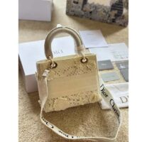 Dior Women CD Medium Lady D-Lite Bag Natural D-Lace Embroidery 3D Macramé Effect (2)