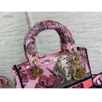 Dior Women CD Medium Lady D-Lite Bag Pink Multicolor Toile De Jouy Voyage Embroidery (4)