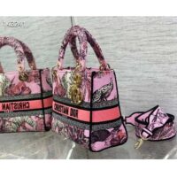 Dior Women CD Medium Lady D-Lite Bag Pink Multicolor Toile De Jouy Voyage Embroidery (4)