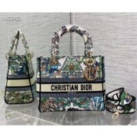 Dior Women CD Medium Lady D-Lite Bag White Multicolor Étoile De Voyage Embroidery (2)