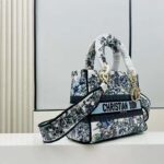 Dior Women CD Medium Lady D-Lite Bag White Multicolor Flowers Constellation Embroidery – Image 3