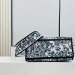 Dior Women CD Medium Lady D-Lite Bag White Multicolor Flowers Constellation Embroidery – Image 6