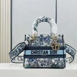 Dior Women CD Medium Lady D-Lite Bag White Multicolor Flowers Constellation Embroidery – Image 2