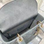 Dior Women CD Medium Lady Dior Bag Gray Stone Cannage Lambskin - Imagen 5