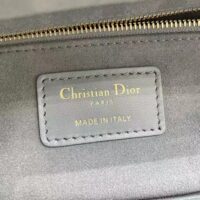 Dior Women CD Medium Lady Dior Bag Gray Stone Cannage Lambskin (4)