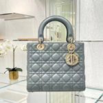 Dior Women CD Medium Lady Dior Bag Gray Stone Cannage Lambskin - Imagen 3