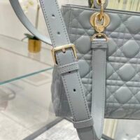 Dior Women CD Medium Lady Dior Bag Gray Stone Cannage Lambskin (4)