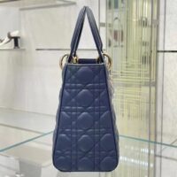 Dior Women CD Medium Lady Dior Bag Royal Blue Cannage Lambskin (7)