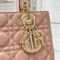 Dior Women CD Medium Lady Dior Bag Sand Pink Cannage Lambskin (3)
