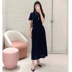 Dior Women CD Mid-Length Shirt Dress Gray Silk Tonal Belt Pleated Style Unlined - Bild 13