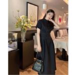 Dior Women CD Mid-Length Shirt Dress Gray Silk Tonal Belt Pleated Style Unlined - Bild 11