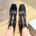 Dior Women CD Naughtily-D Ankle Boot Black Transparent Mesh Suede Embroidered Roses - immagine 13