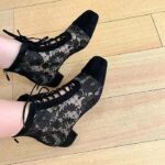 Dior Women CD Naughtily-D Ankle Boot Black Transparent Mesh Suede Embroidered Roses - immagine 12