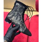 Dior Women CD Naughtily-D Ankle Boot Black Transparent Mesh Suede Embroidered Roses - immagine 5