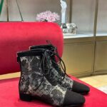 Dior Women CD Naughtily-D Ankle Boot Black Transparent Mesh Suede Embroidered Roses - immagine 3