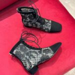 Dior Women CD Naughtily-D Ankle Boot Black Transparent Mesh Suede Embroidered Roses - immagine 4