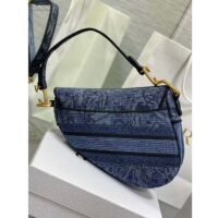 Dior Women CD Saddle Bag Denim Blue Albero Della Vita Embroidery (3)