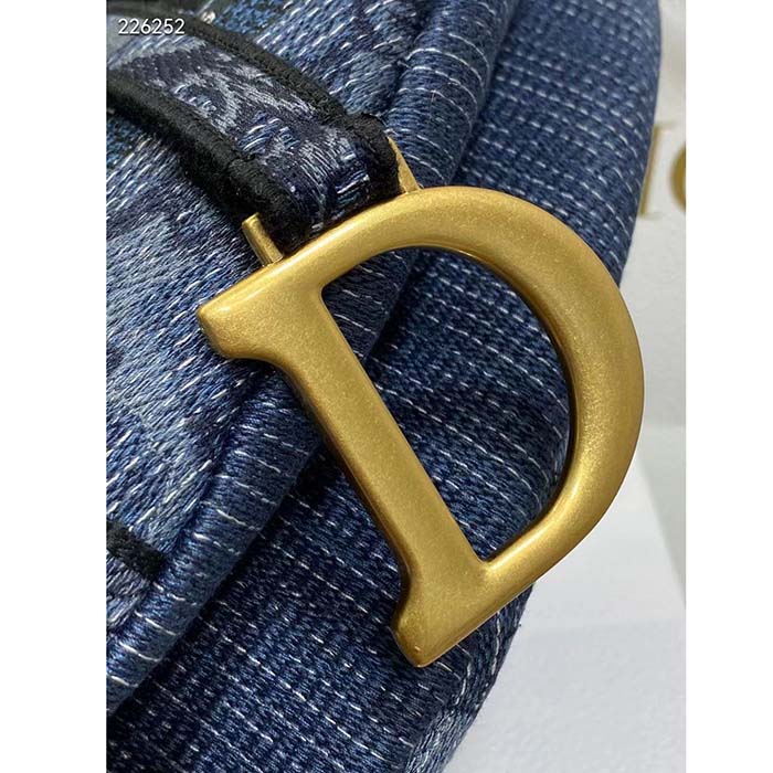 Dior Women CD Saddle Bag Denim Blue Albero Della Vita Embroidery (6)