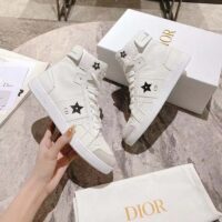 Dior Women CD Shoes Dior Star High-Top Sneaker White Calfskin Suede (1)
