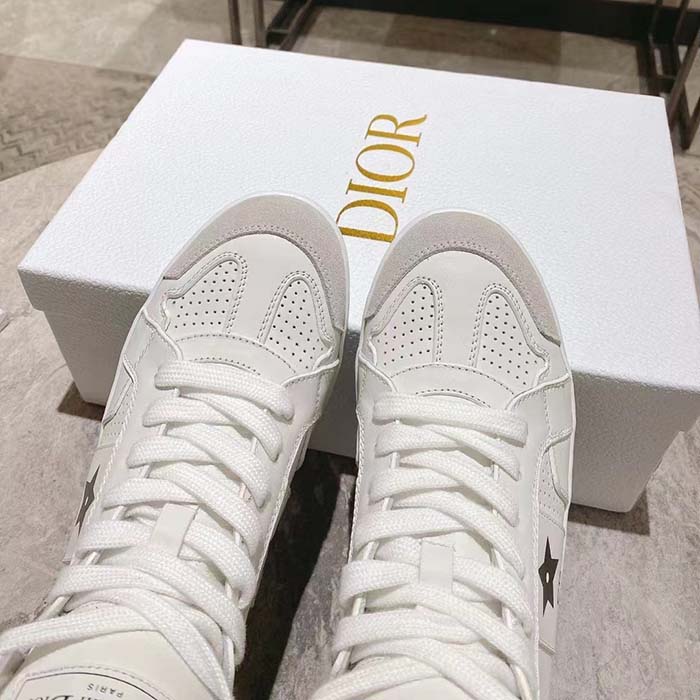 Dior Women CD Shoes Dior Star High-Top Sneaker White Calfskin Suede (9)