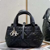 Dior Women CD Small Dior Toujours Bag Black Macrocannage Calfskin (5)