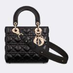 Borsa Dior Donna CD Piccola Lady Dior Nera My ABCDIOR in pelle di agnello Cannage