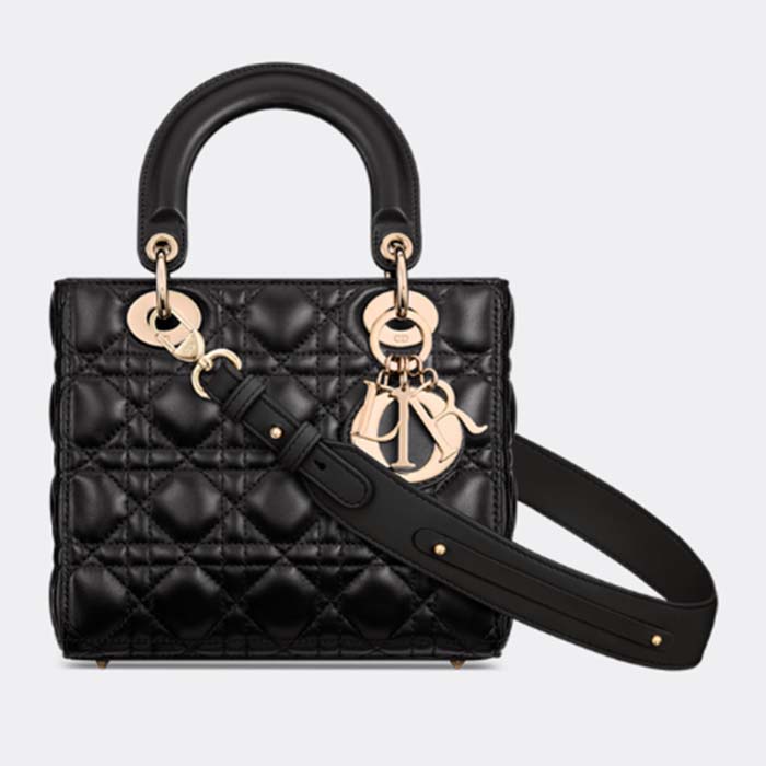 Dior Women CD Small Lady Dior Black My ABCDIOR Bag Cannage Lambskin