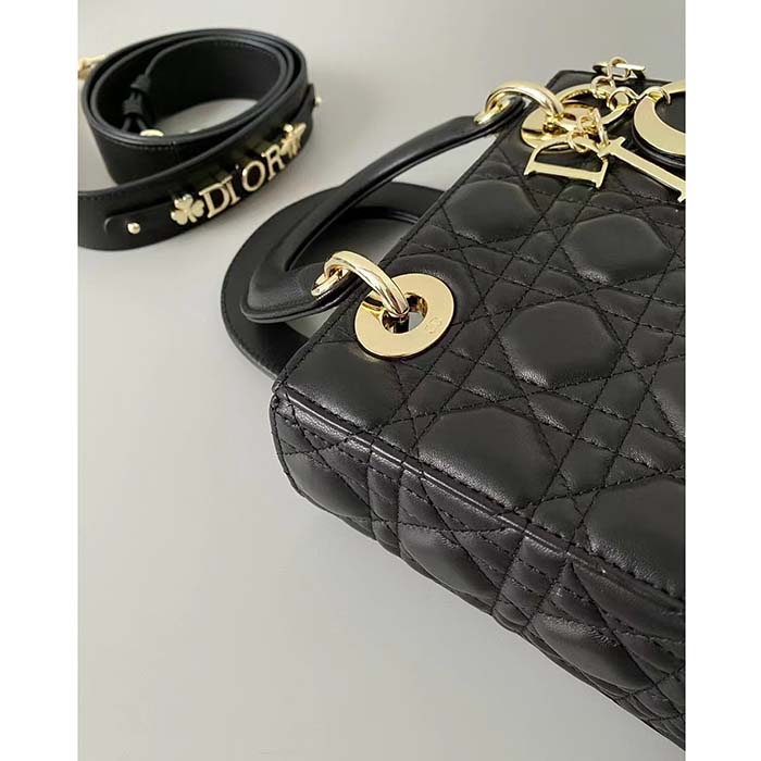 Dior Women CD Small Lady Dior Black My ABCDIOR Bag Cannage Lambskin (3)