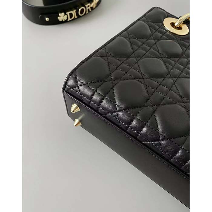Dior Women CD Small Lady Dior Black My ABCDIOR Bag Cannage Lambskin (8)