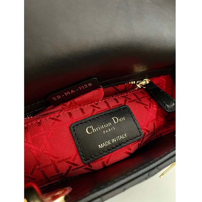 Dior Women CD Small Lady Dior Black My ABCDIOR Bag Cannage Lambskin (9)